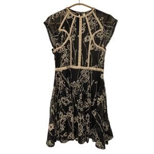 Free People Laurel Mini Dress Size 6 Victorian Lace Sheer Mesh Boho Goth